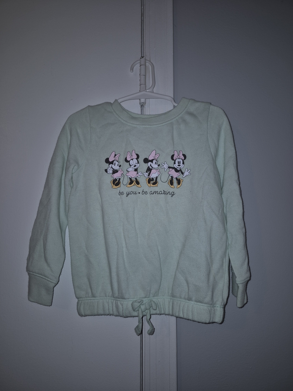 Disney Minnie Mouse Girls' Light Mint Green Sweatshirt - Be You, Be Amazing